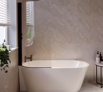 Freestanding Shower Bath Single Ended Left Hand Corner with Black Bath Screen 1600 x 780mm – Cove