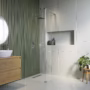 Walk In Shower 900mm Frameless with 300mm Hinged Flipper Panel and Wall Support Bar - Corvus