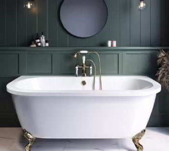 Freestanding Double Ended Back to Wall Bath with Brushed Brass Feet 1700 x 745mm – Park Royal