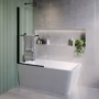 Freestanding Single Ended Left Hand Corner Shower Bath with Chrome Bath Screen with Towel Rail 1500 x 740mm - Kona