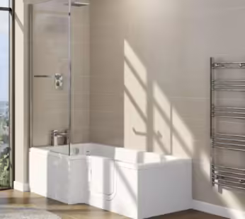 L Shape Shower Bath Right Hand with Front Panel & Bath Screen 1700 x 750mm – Yale