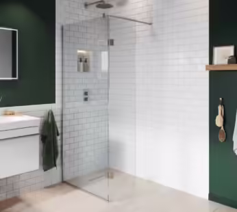 Walk In Shower 700mm Nickel Frameless with 350mm Hinged Flipper Panel and Wall Support Bar – Live Your Colour