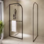 Walk In Shower Enclosure 1400x800mm Black Curved with Towel Rail- Raya