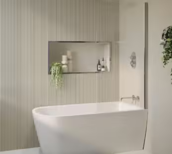 Freestanding Shower Bath Single Ended Right Hand Corner with Chrome Bath Screen 1500 x 800mm – Amaro