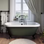 Freestanding Dark Green Double Ended Roll Top Bath with Black Feet 1515 x 740mm - Park Royal
