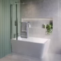 Freestanding Single Ended Left Hand Corner Shower Bath with Chrome Bath Screen with Fixed Panel & Towel Rail 1500 x 740mm - Kona