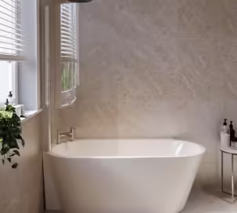 Freestanding Shower Bath Single Ended Left Hand Corner with Chrome Bath Screen 1600 x 780mm – Cove