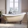 Beige Freestanding Single Ended Roll Top Slipper Bath with Chrome Feet 1615 x 690mm - Bowland