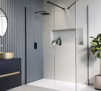 1400x800mm Black Frameless Walk In Shower Enclosure with Shower Tray – Corvus