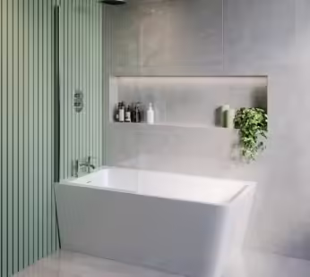 Freestanding Shower Bath Single Ended Left Hand Corner with Brass Bath Screen 1500 x 740mm – Kona