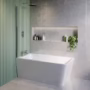 Freestanding Shower Bath Single Ended Left Hand Corner with Brass Bath Screen 1500 x 740mm - Kona
