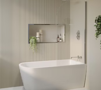 Freestanding Shower Bath Single Ended Right Hand Corner with Chrome Bath Screen 1650 x 800mm – Amaro