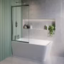 Freestanding Single Ended Left Hand Corner Shower Bath with Chrome Sliding Bath Screen 1500 x 740mm - Kona