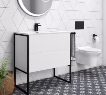1000mm White Freestanding Vanity Unit with Basin – Nero