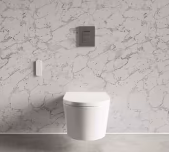 Wall Hung Smart Bidet Japanese Toilet & Grohe Frame Cistern and Chrome Flush Plate – Purificare