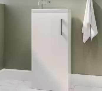 400mm White Cloakroom Freestanding Vanity Unit with Basin and Chrome Handle – Ashford