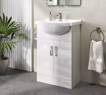570mm White Freestanding Vanity Unit with Basin – Classic