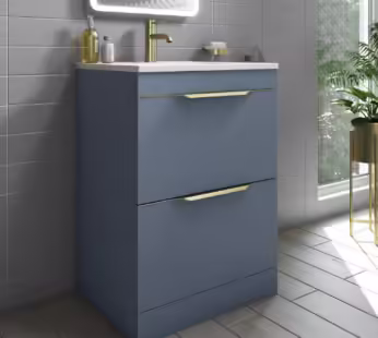 600mm Blue Freestanding Vanity Unit with Matt Basin – Sion