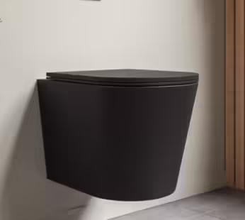Matt Black Wall Hung Rimless Toilet with Soft Close Seat – Verona