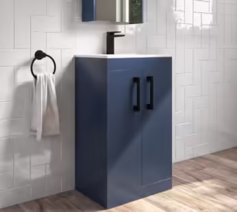500mm Blue Freestanding Vanity Unit with Basin and Black Handle – Ashford