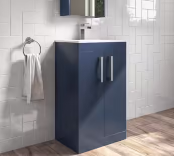 500mm Blue Freestanding Vanity Unit with Basin and Chrome Handle – Ashford