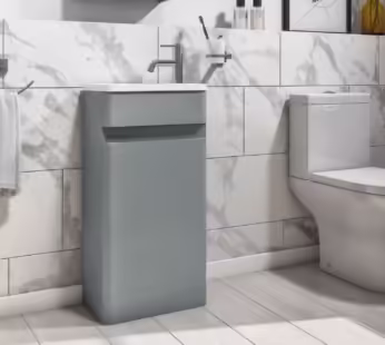 Grade A1 – 410mm Light Grey Cloakroom Vanity Unit with Basin – Pendle