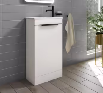 460mm White Cloakroom Freestanding Vanity Unit with Basin – Sion