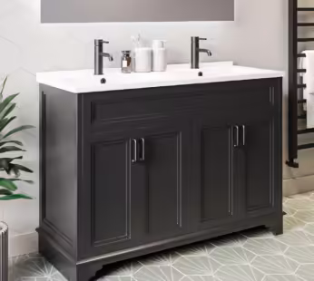 1200mm Black Freestanding Double Vanity Unit With Basins – Camden