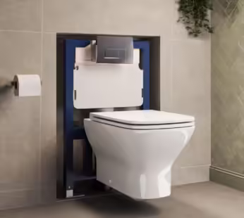 Palma Wall Hung Toilet 820mm Pneumatic Frame & Cistern & Chrome Flush Plate