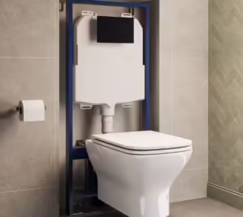 Palma Wall Hung Toilet 1160mm Mechanical WC Frame & Cistern & Black Mechanical Flush Plate