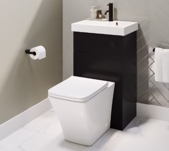 500mm Black Cloakroom Toilet and Sink Unit with Square Toilet and Black Fittings – Valetta