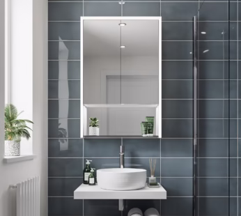 HIB Verve 60 – Double Door Mirrored Bathroom Cabinet with lights 600 x 900mm