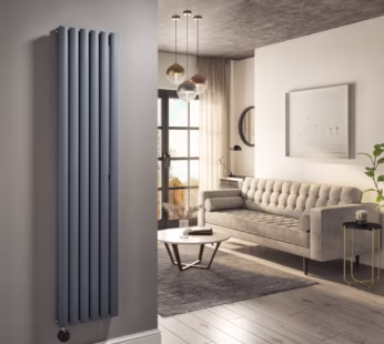 Anthracite Electric Vertical Designer Radiator 1.2kW with Wifi Thermostat – Double Panel H1600xW354mm – IPX4 Bathroom Safe