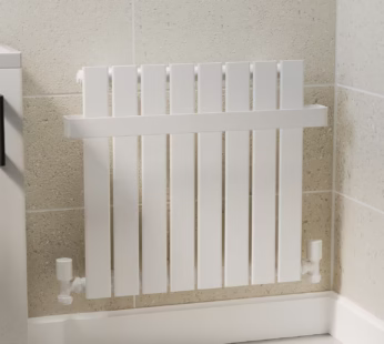 White Horizontal Single Panel Radiator with Heated Towel Bar 600 x 604mm – Mojave
