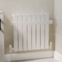 White Horizontal Single Panel Radiator with Heated Towel Bar 600 x 604mm - Mojave
