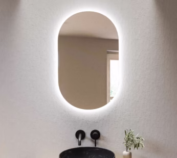 Oval Backlit Heated Bathroom Mirror with Lights 500 x 800mm – Irena