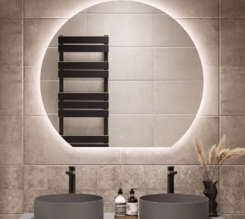 Semi Circle Backlit Heated Bathroom Mirror with Lights 1000 x 900mm – Ara