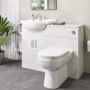 1100mm White Toilet and Sink Unit with Round Toilet - Classic
