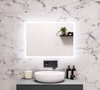 Rectangular Heated Bathroom Mirror with Lights Shaver Socket & Wireless Speaker 700 x 500mm – Divine