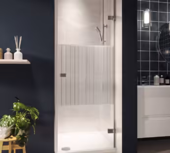 Chrome 900mm Fluted Glass Hinged Shower Door 8mm Left Hand – Matira