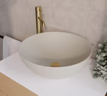 Beige Unglazed Round Countertop Basin 410mm – Fawn