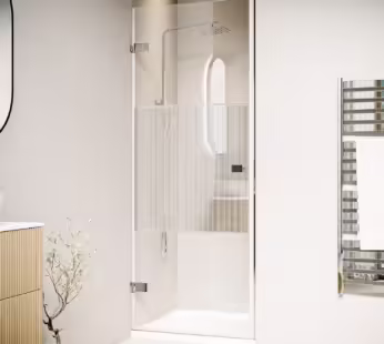 Chrome 800mm Fluted Glass Hinged Shower Door 8mm Right Hand – Matira