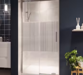 Chrome 1000mm Fluted Glass Sliding Shower Door 8mm Right Hand – Matira