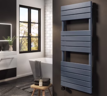 Anthracite Electric Flat Panel Towel Radiator 1kW with Wifi Thermostat – H1200xW500mm – IPX4 Bathroom Safe