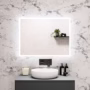 Rectangular Heated Bathroom Mirror with Lights Shaver Socket & Wireless Speaker 800 x 600mm - Divine