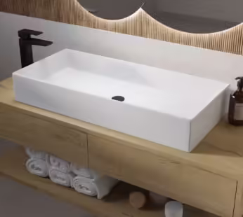 White Rectangular Countertop Basin 800mm – Corey