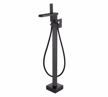 Matt Black Waterfall Freestanding Bath Shower Mixer Tap – Quadra