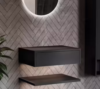 600mm Black Wall Hung Countertop Shelves – Lugo