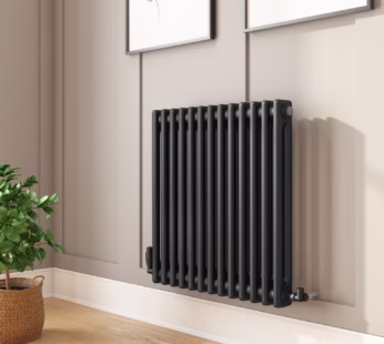 Black Horizontal 2 Column Traditional Radiator 600 x 605mm – Nambi