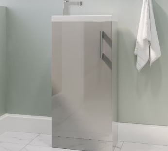400mm Grey Cloakroom Freestanding Vanity Unit with Basin and Chrome Handle – Ashford